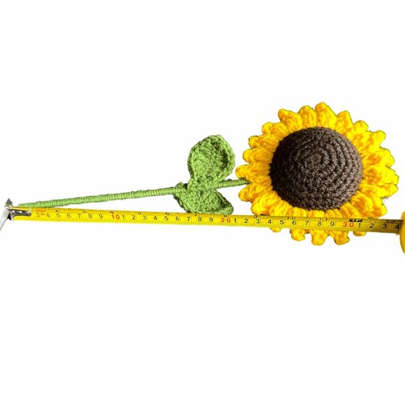 🌻Handmade Crochet Sunflower Knit Artificial Wool Flower Yellow 1 Pc 6*6 in - Picture 5 of 6